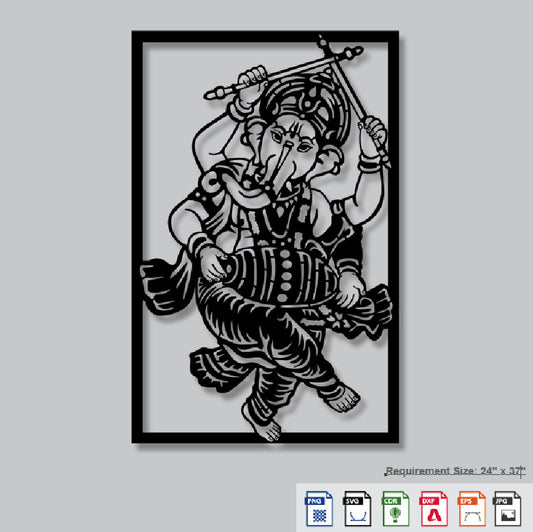 2D Modern Art Dancing Shri Ganesha Laser Cutting