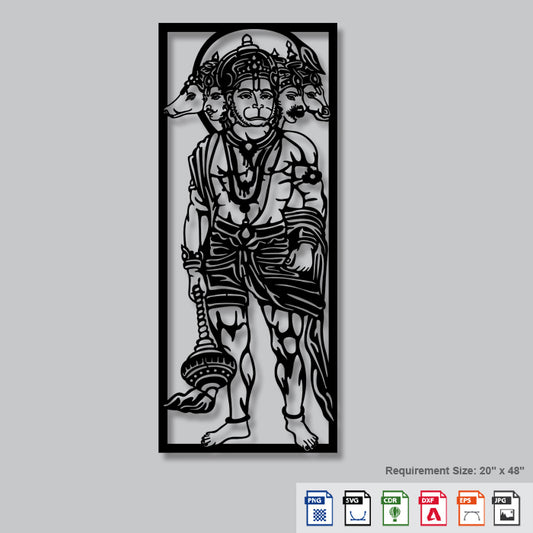 2D Modern Art Panchmukhi Hanuman Ji Laser Cutting