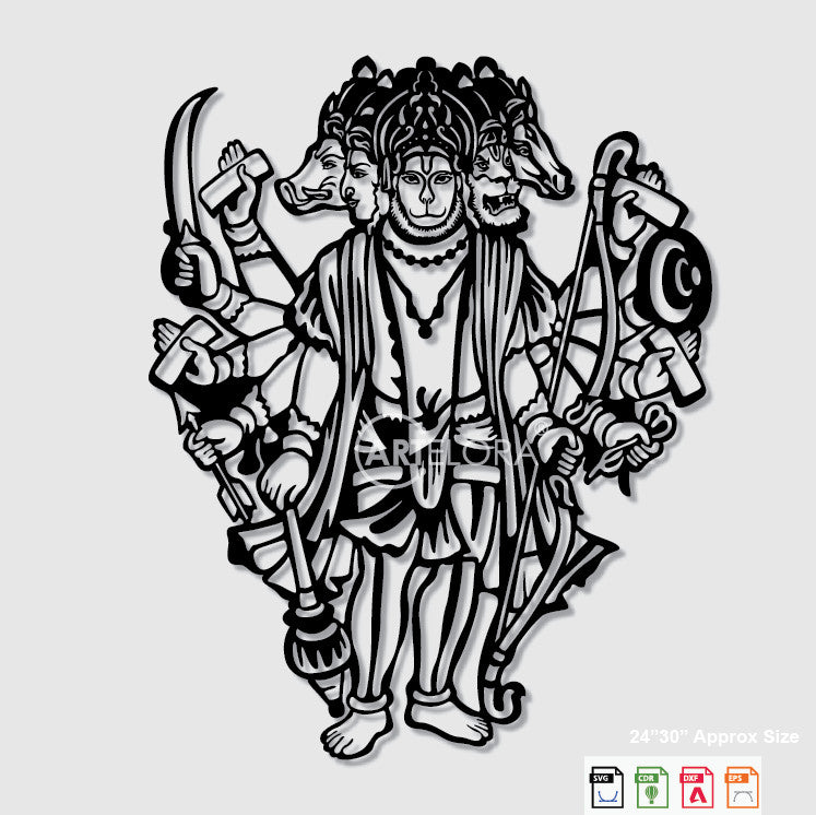 2D Modern Art Panchmukhi Hanuman