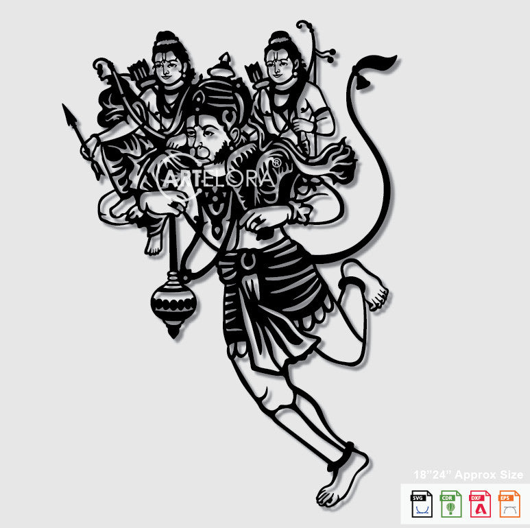 2D Modern Art Hanuman (Ram and Lakshman) – ArtElora