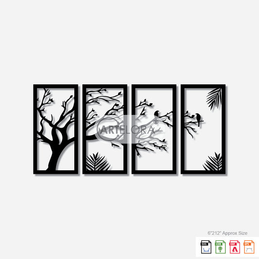 2D Modern Art Love Bird with tree