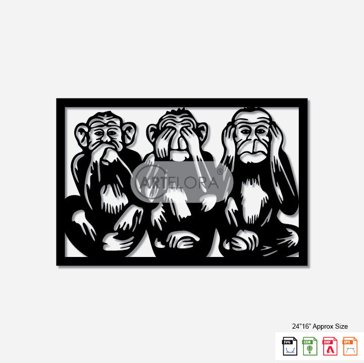 2D Modern Art Three Wise Monkeys