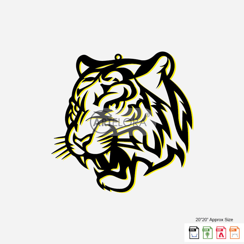 2D Modern Art Tiger Face