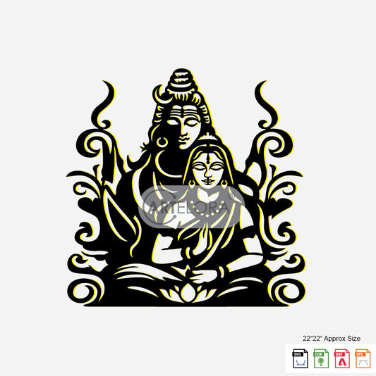 2D Modern Art Shiv & Parvati (Sati Mata)