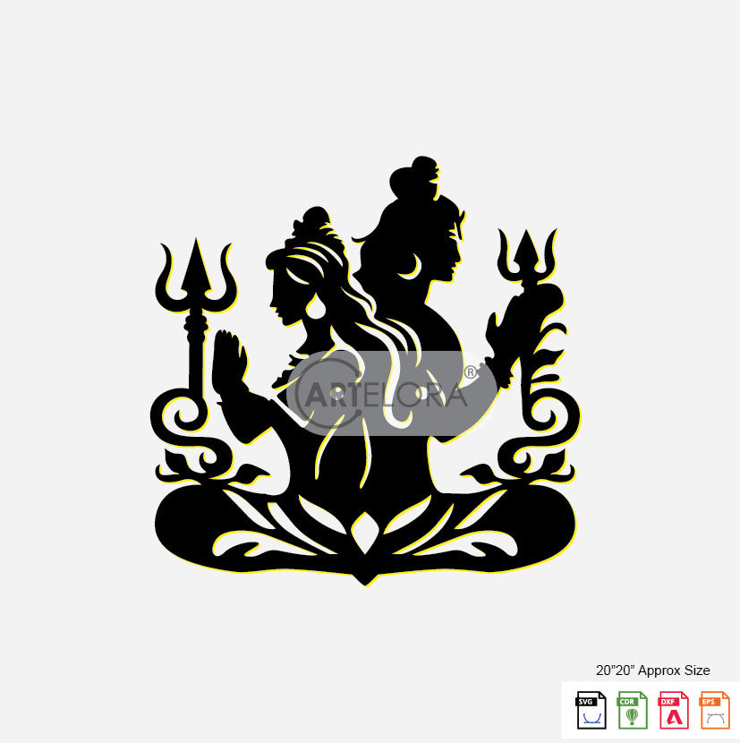 2D Modern Art Shiv & Parvati (Sati Mata)