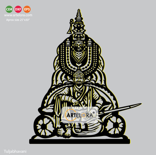 2D Modern Art Tuljabhavani (Ambabai) & Shivaji Maharaj Wall Art laser cutting