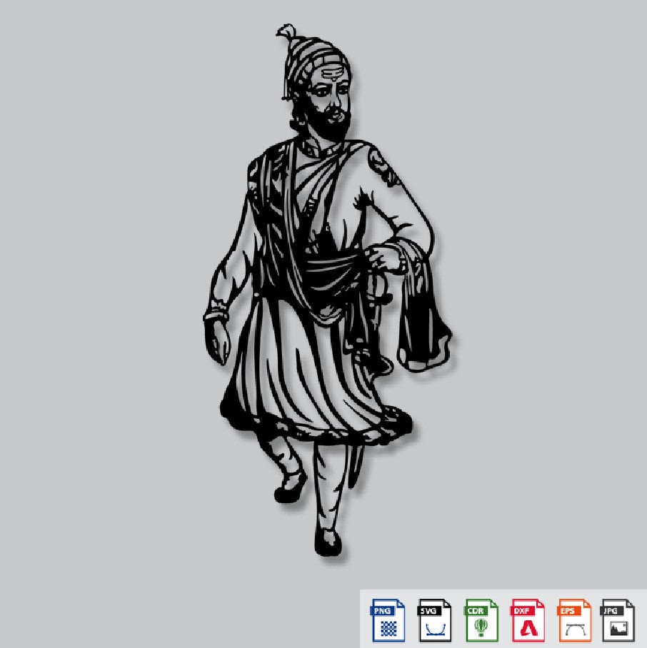 2D Modern Art Shivaji Maharaj Laser Cutting