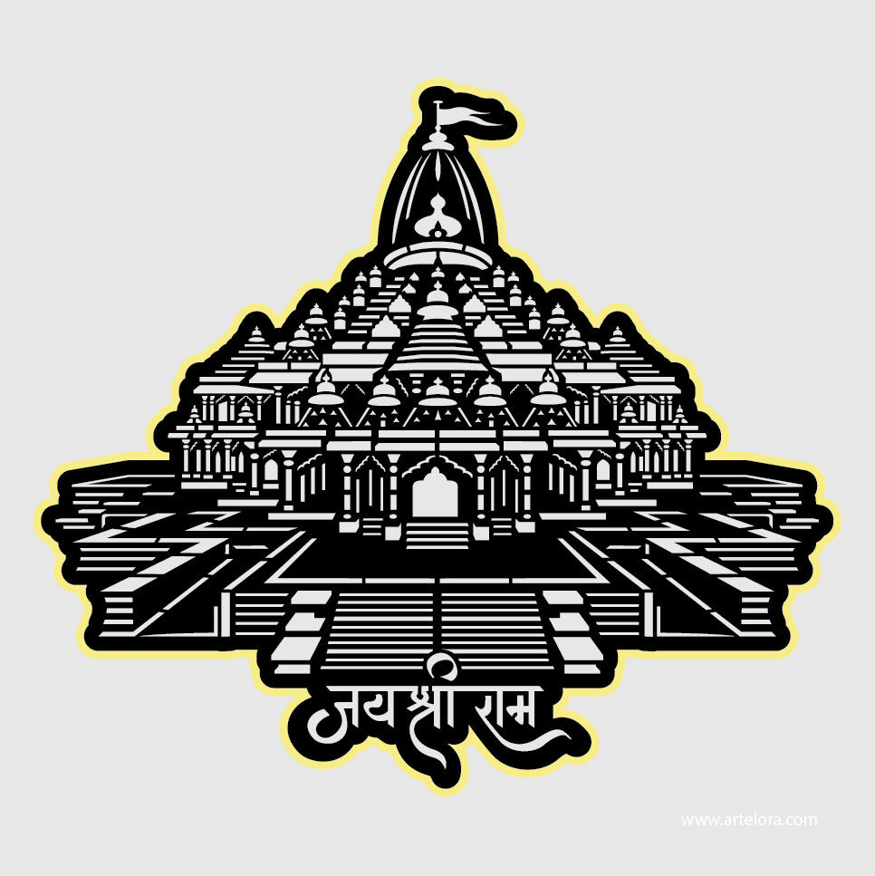 2D Modern Art Jay Shri Ram Mandir (Ram Mandir Ayodhya)