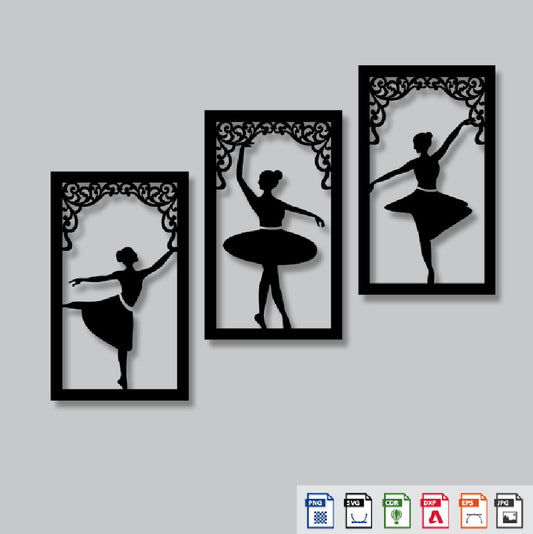 2D Modern Art Dancing Three Girls 3 Pic