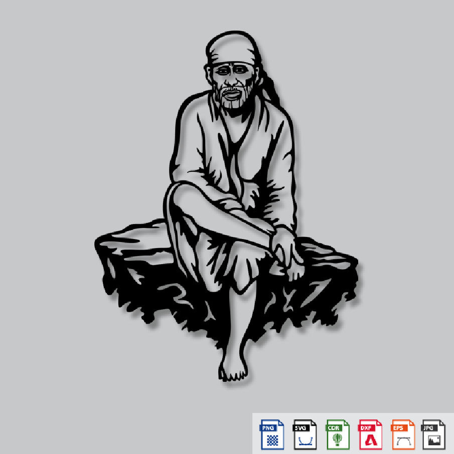 2D Modern Art Shri Saibaba (Shirdi) Laser cutting