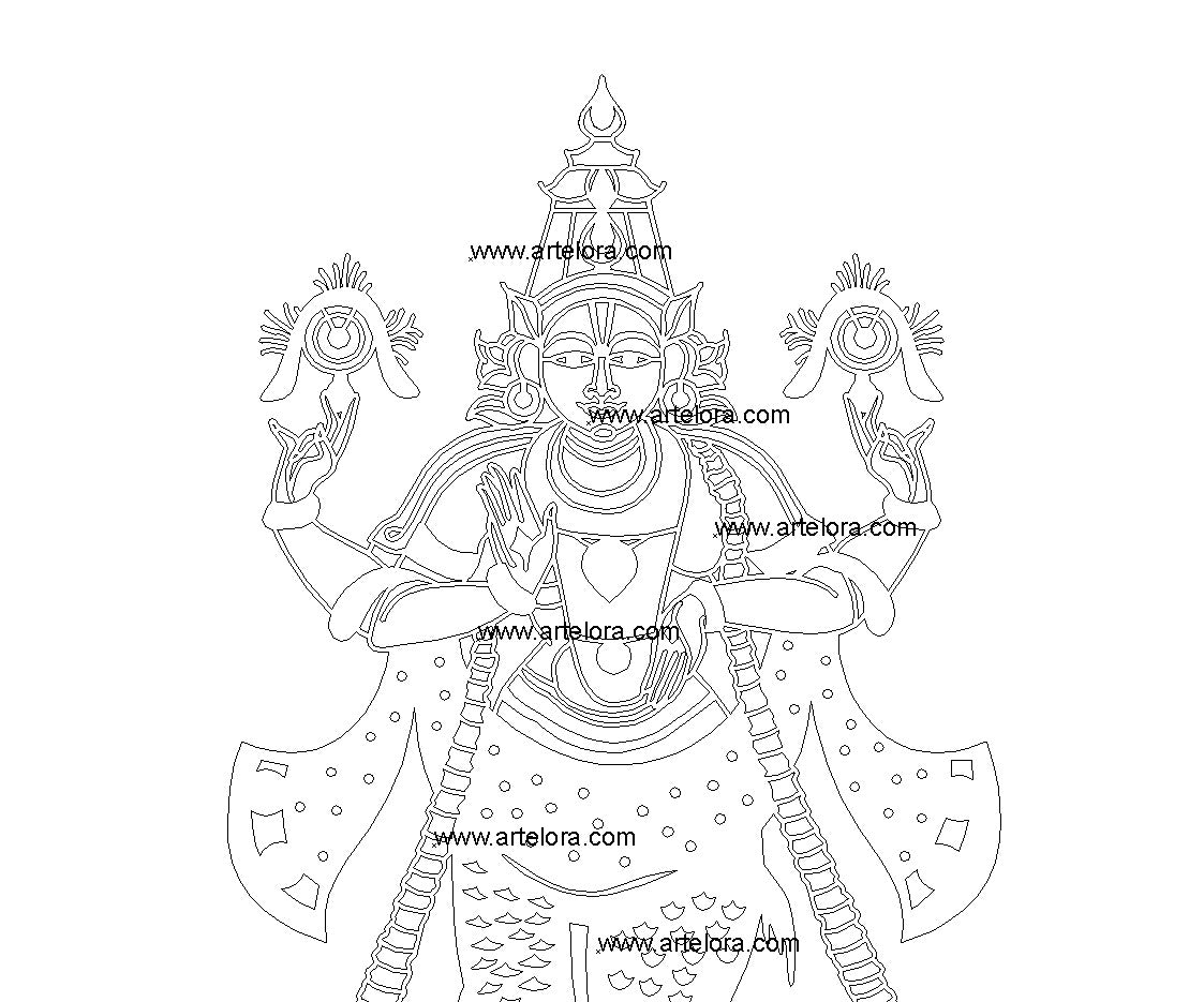 2D Modern Art Matsya Avatar (Vishnu Dashavatara)