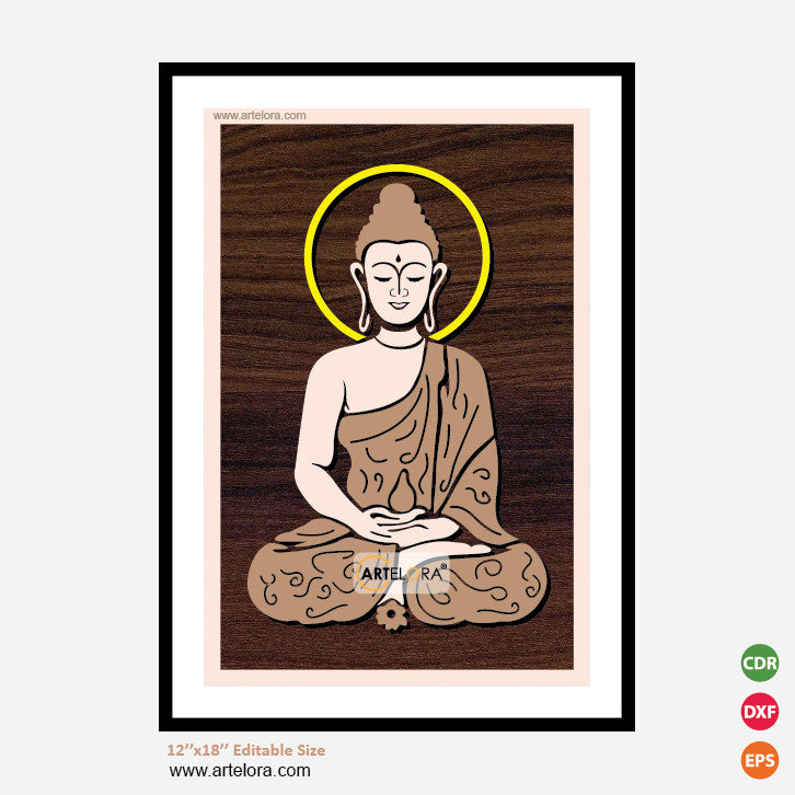 Premium Art MDF Laser Cutting Gautam Buddha (12x18)